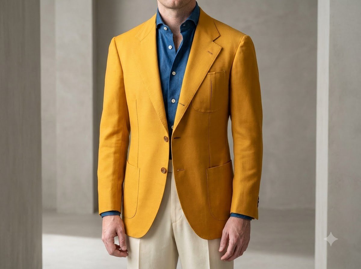 Custom Mustard Blazer — made to measure by Sana Tailor, Jaipur
