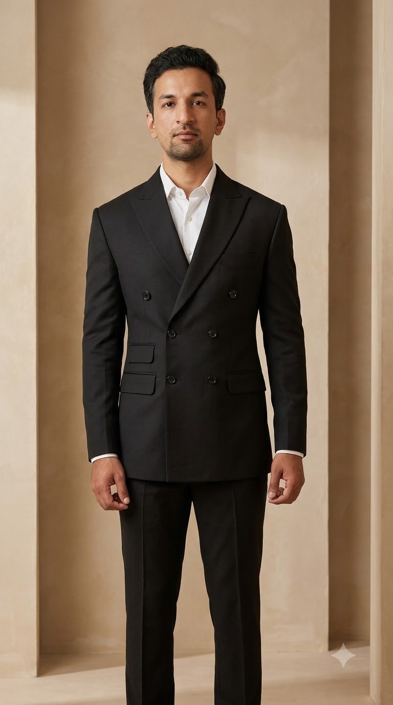 SANA Tailor black double-breasted suit