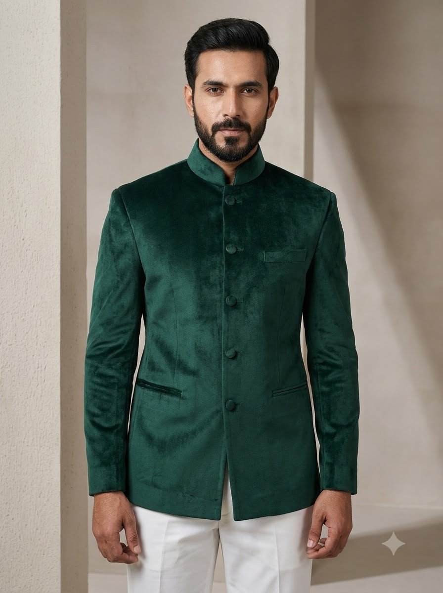 Custom Velvet Bandhgala — made to measure by Sana Tailor, Jaipur