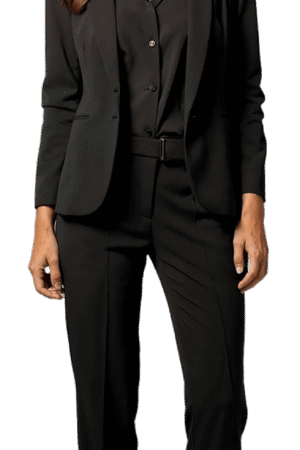 Premium Black wool Ankle Pantsuit with shawl lapels